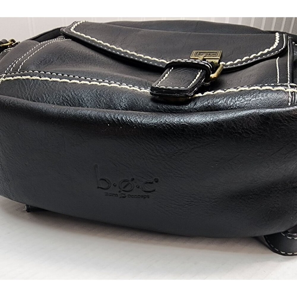 B.O.C. Black Faux Leather Mini Backpack Purse With Adjustable Straps & Gold Acce - Picture 7 of 15